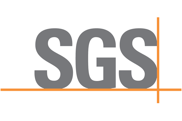 SGS logo with gray text and an orange line on a white background